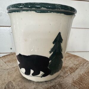 Ceramic Black Bear Green Spongeware Dip Chiller